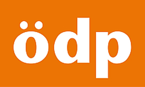 Logo ÖDP weiße Schrift auf Orange
